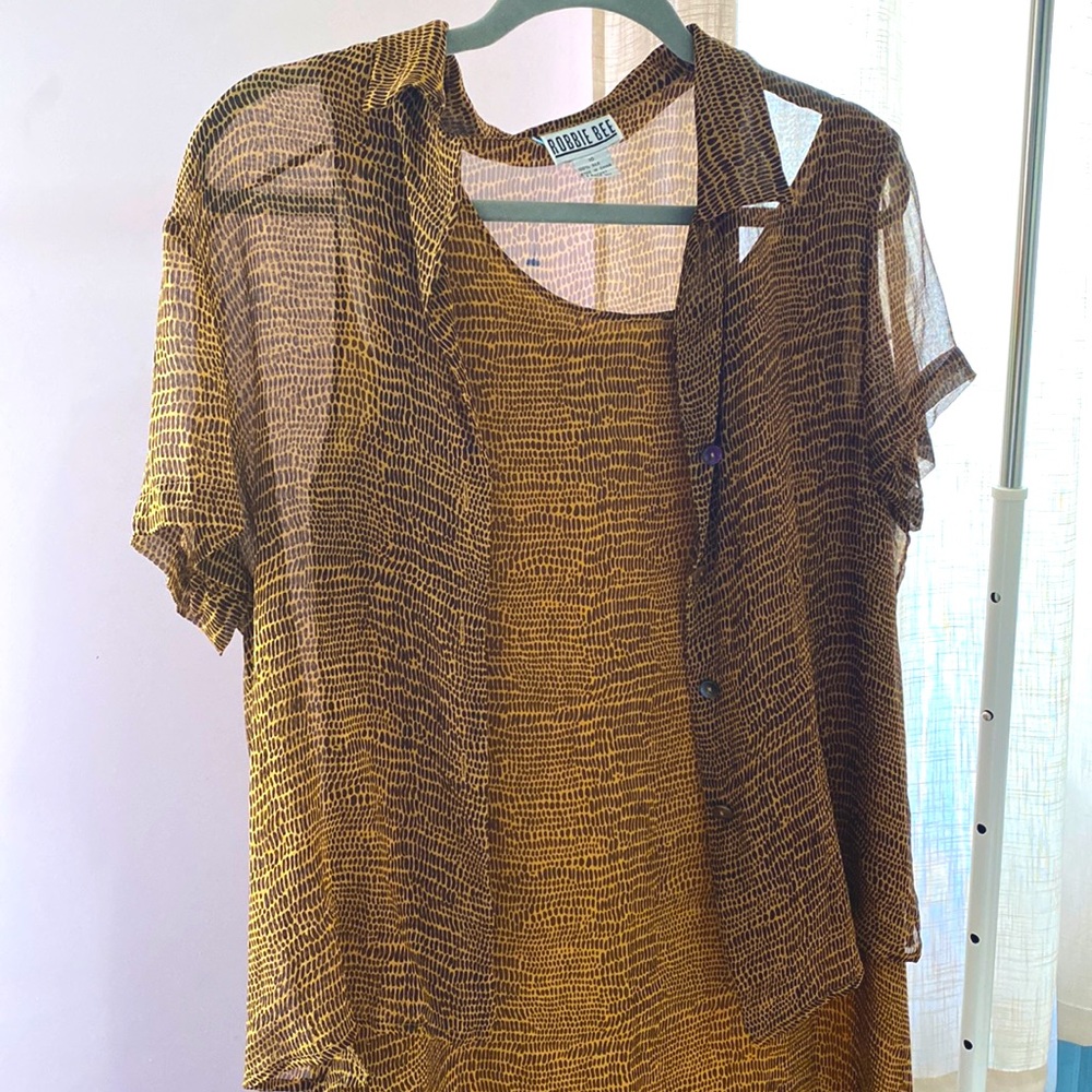 Vintage silk leopard print 2 piece dress with shirt